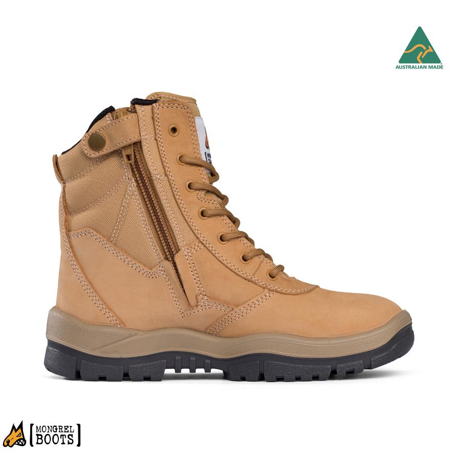 Mongrel Boots 951050 Non Safety High Leg Zipsider Boot Wheat LOD Workwear