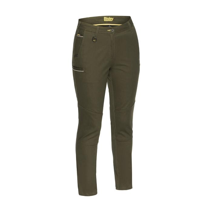 Bisley Womens Stretch Cotton Pants. Olive. Size 14 - LOD Workwear