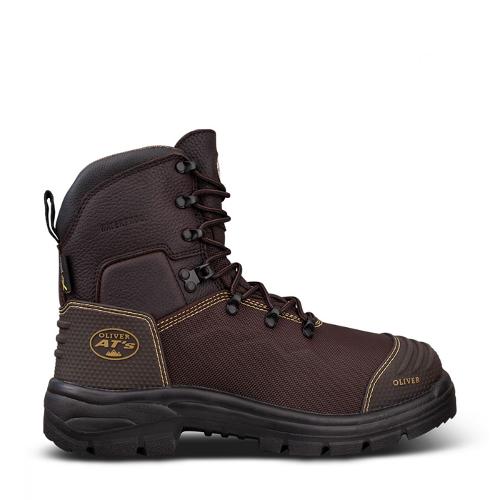 Oliver 65 490Z 150mm Zip Up Boot Waterproof Caustic Resistant Brown LOD Workwear